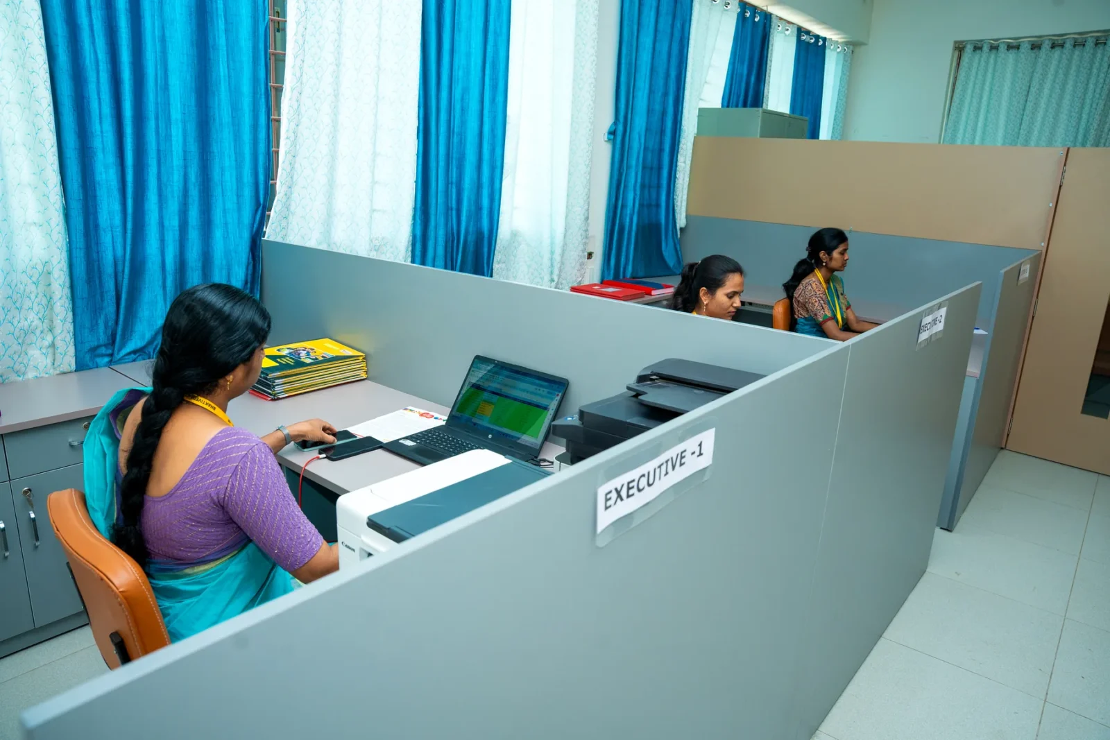 Administrative staff at work in the school office